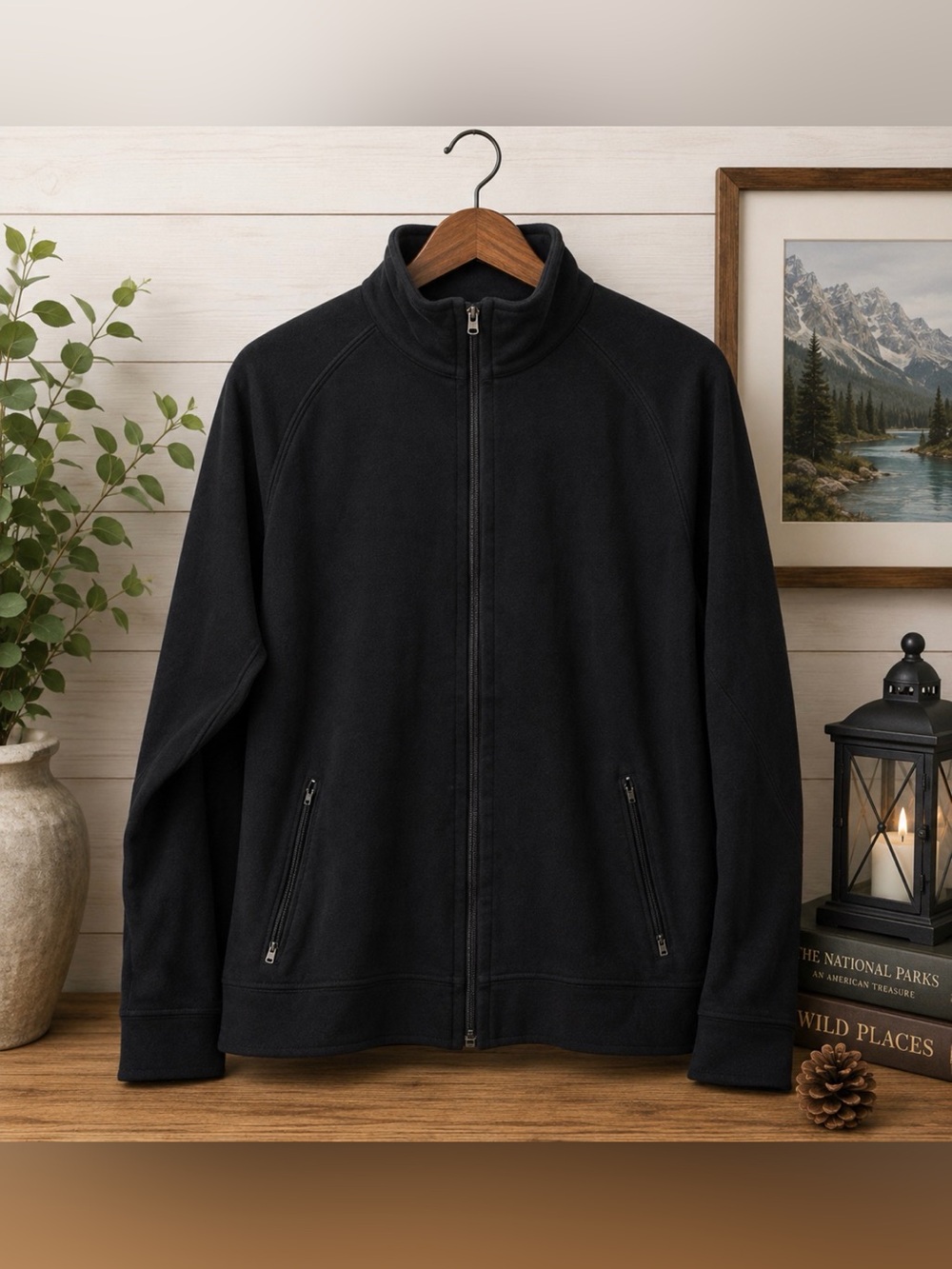 Patagonia size m black full zip sweater 100% organic cotton